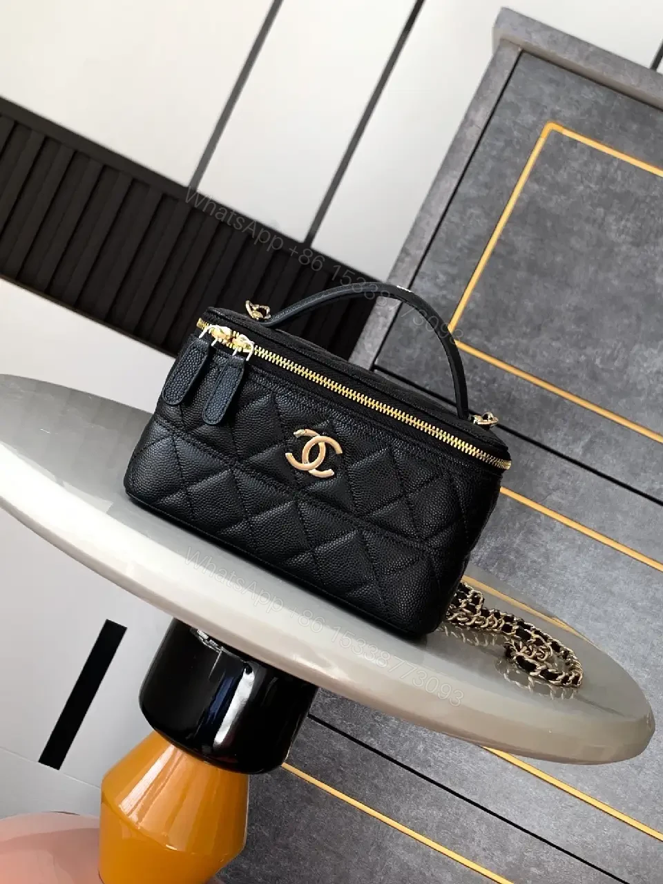 Chic Quilted Mini Bag with Gold Hardware — view 1