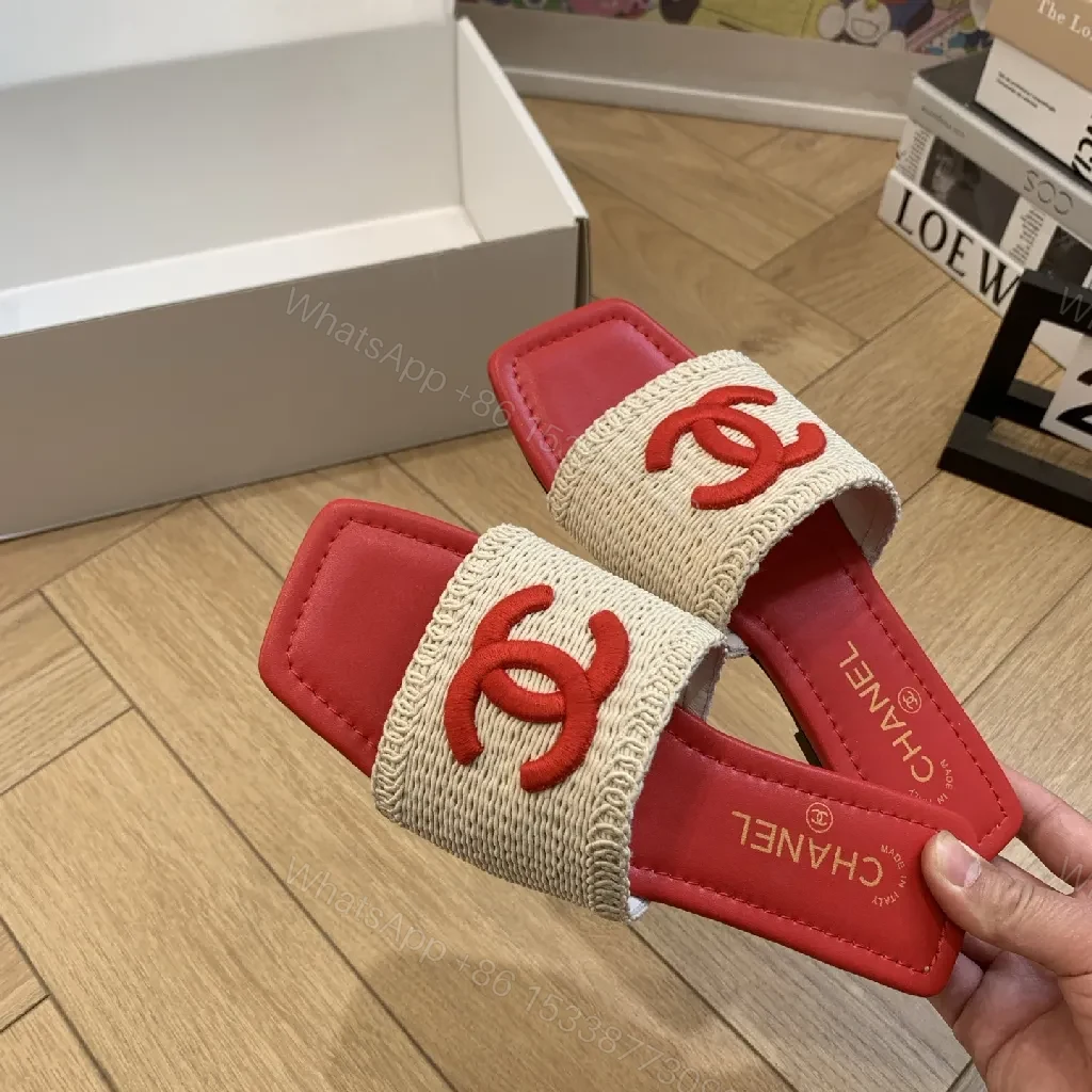 View 6 of Red Leather Textured Strap Slide: Luxe Casual Comfort