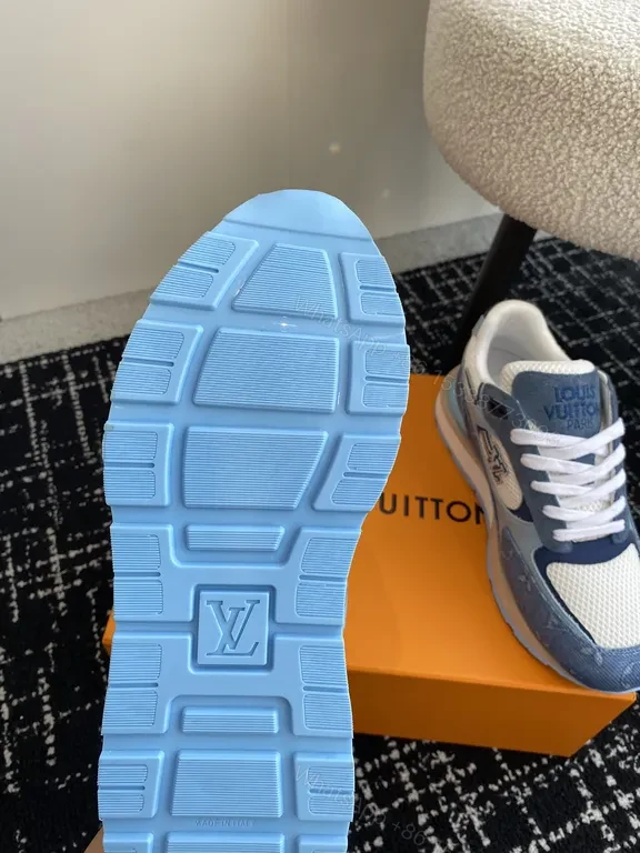 View 8 of Blue Suede-Textured LV-Inspired Sneakers: All-Day Comfort