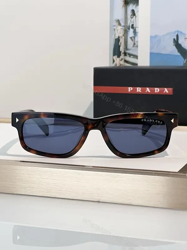 Tortoiseshell Rectangle Wrap Sunglasses, Cat-Eye Inspired, PRADA PRZ — view 1