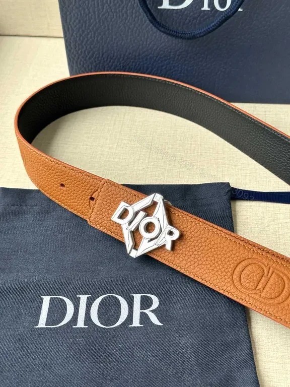 View 9 of Patterned Leather Belt with Dior Hardware â€“ Lux Essential Belt