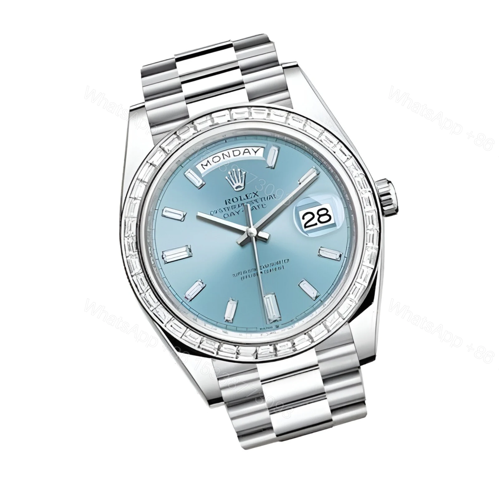 View 3 of Rolex Day-Date Platinum 228396TBR Ice Blue Baguette Index Replica