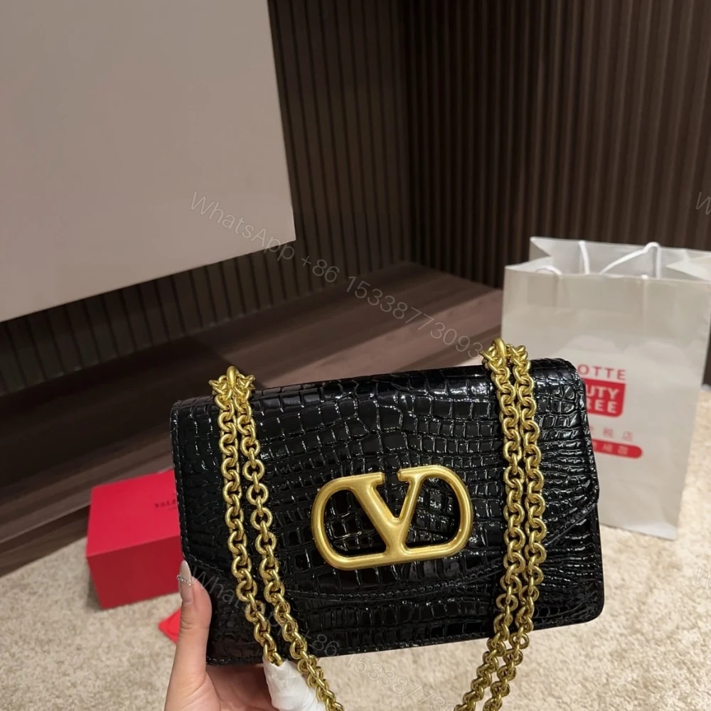 View 2 of VALENTINO GARAVANI VAIN SMALL SHOULDER BAG IN CROCODILE BLACK 19CM 6W0B0R17TVG 0NO