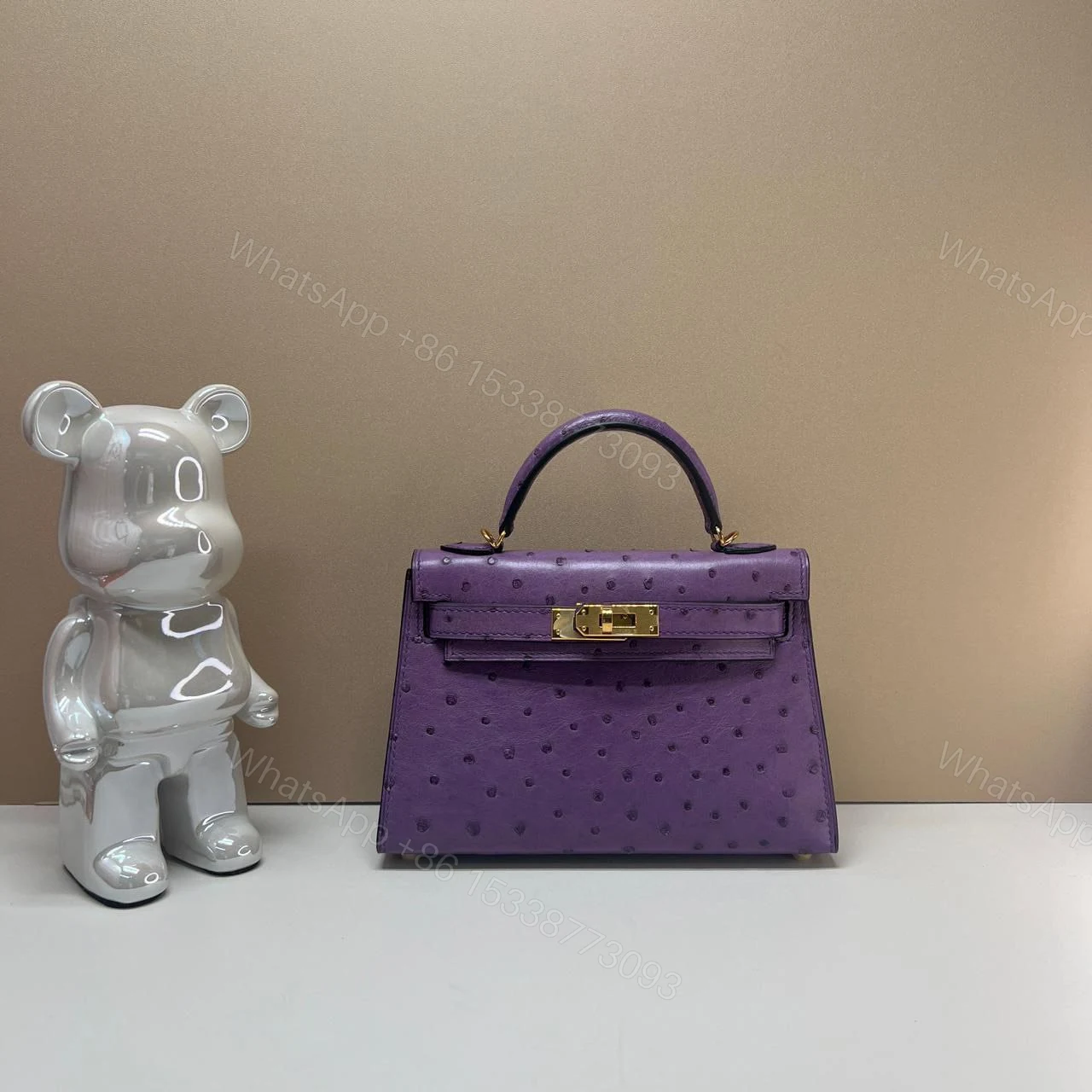 View 5 of HERMES Ostrich Kelly Mini 20 Violine