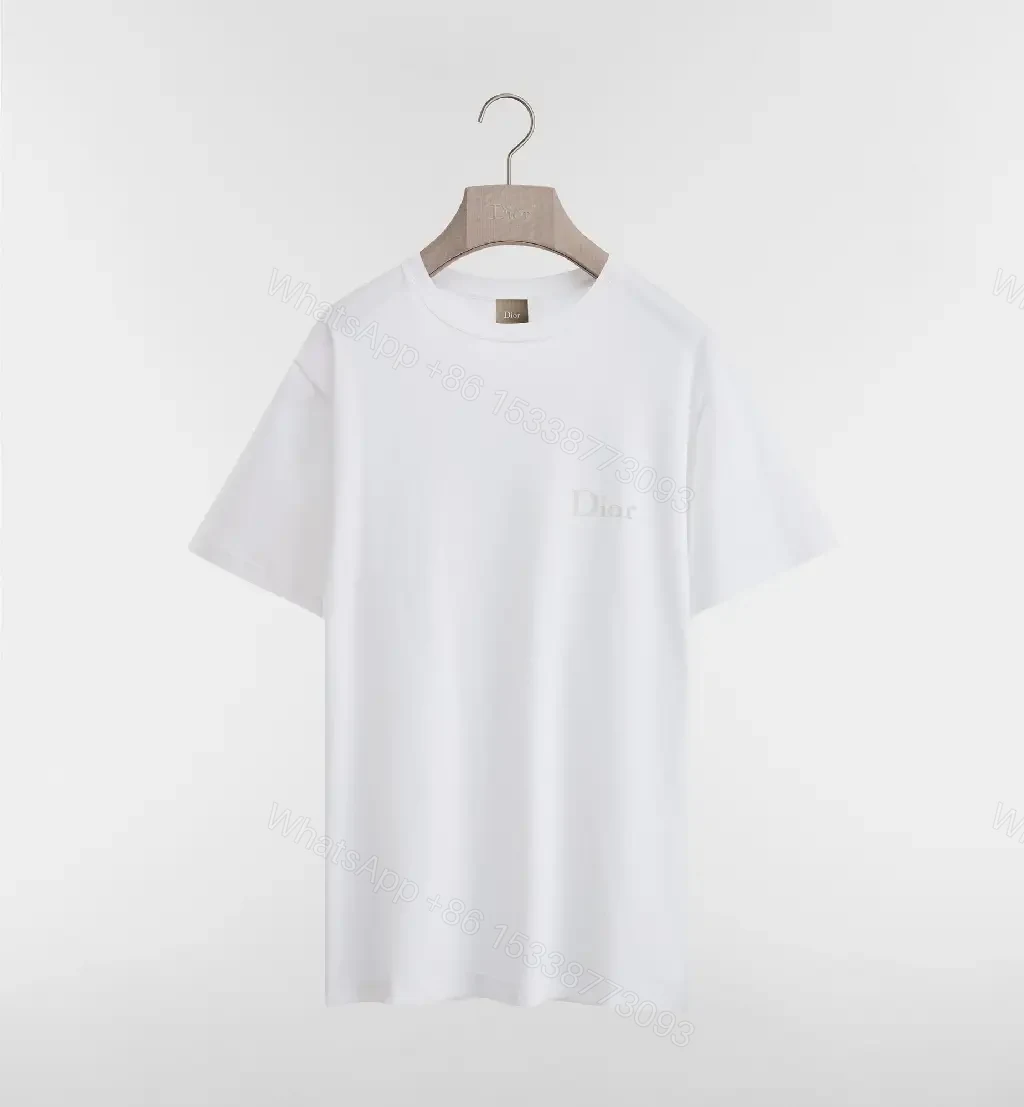 View 2 of White Cotton-Blend Tee | Subtle Embroidery | Classic Crew Neck | Everyday Luxury T-Shirt