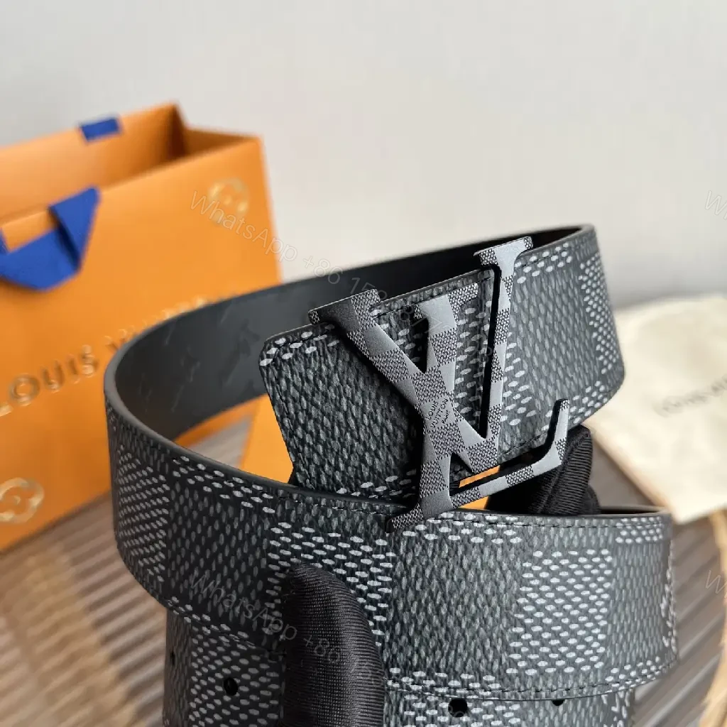 View 5 of Gray Textured LV Belt with Woven Monogram Pattern, Wide Style