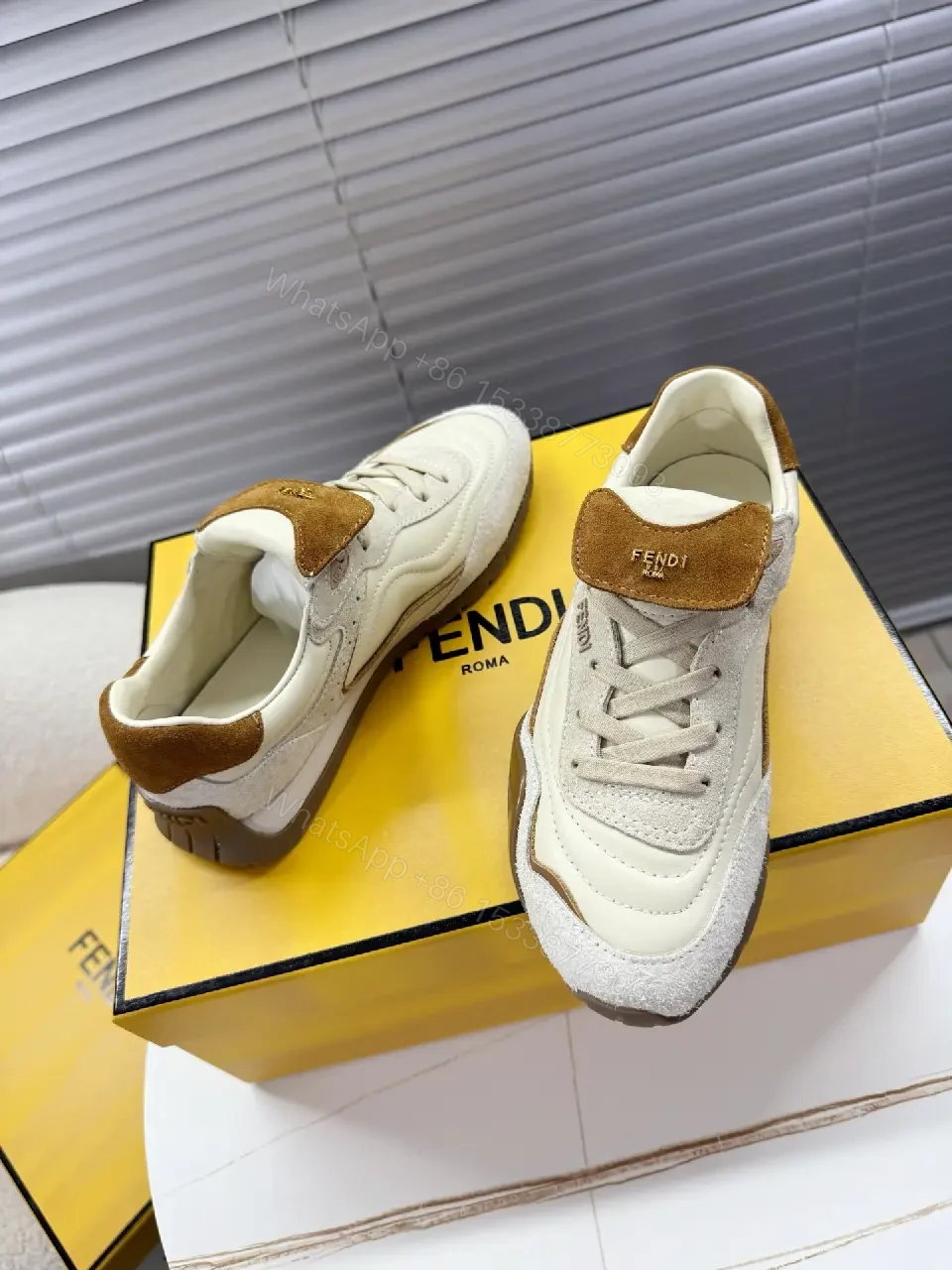 View 5 of White Leather Suede Casual Adjustable Velcro Fashion Sneaker