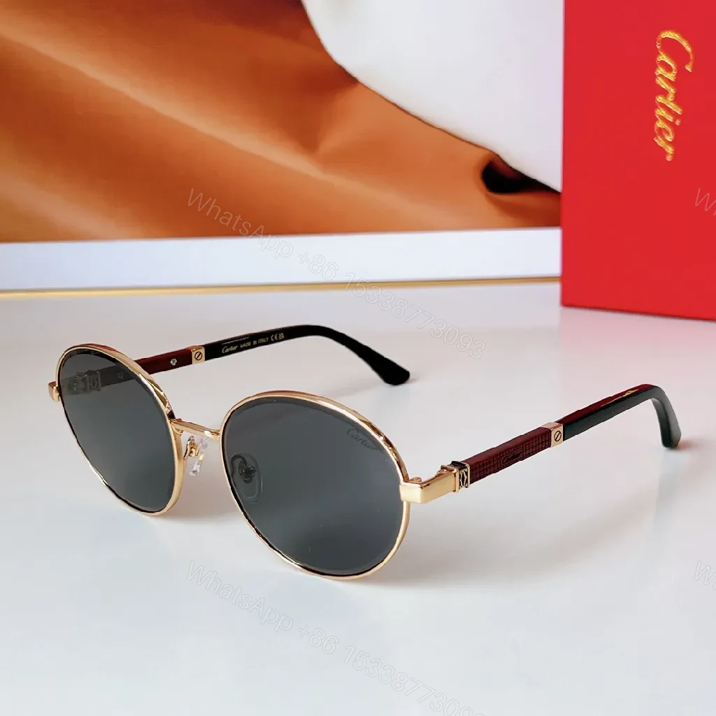 View 6 of Gold-Tone Round Sunglasses: Luxury-Casual, UV400 Protection