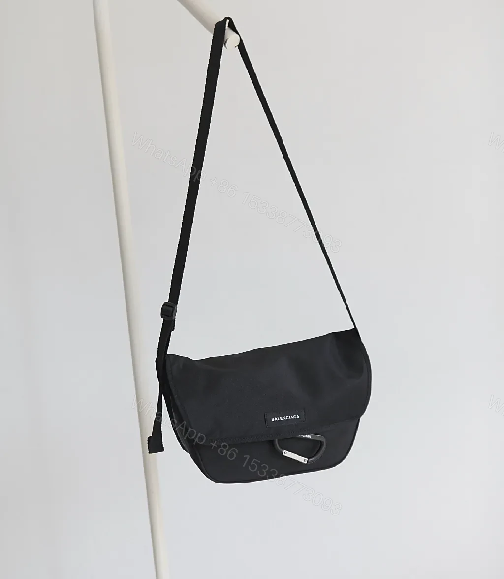 Black Durable Matte Nylon Messenger Bag – Compact, Adjustable Strap, Minimalist Style — view 1