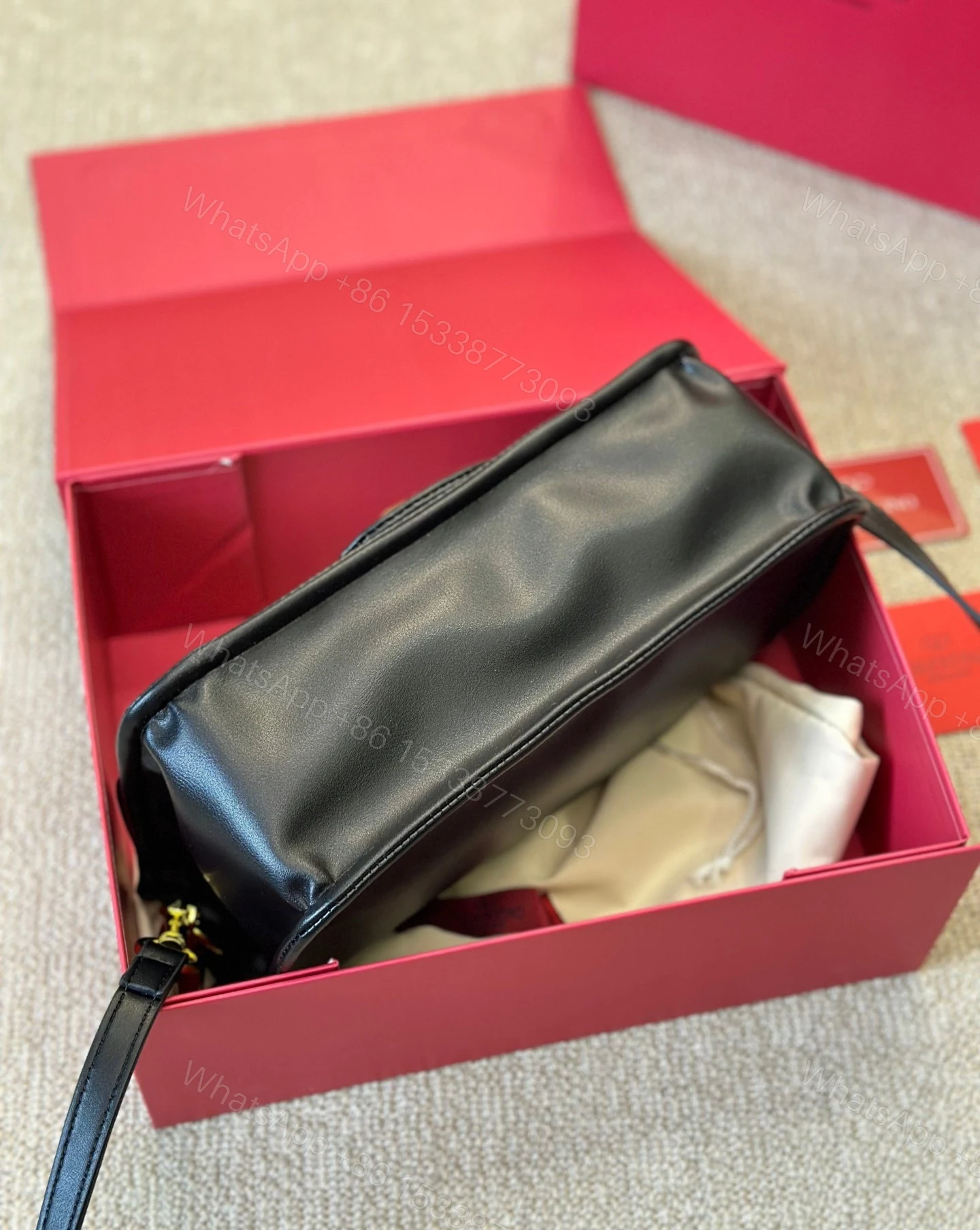 View 5 of VALENTINO GARAVANI VLOGO 1960 NAPPA LEATHER SHOULDER BAG BLACK 28CM 4W0B0N48ZFJ 0NO