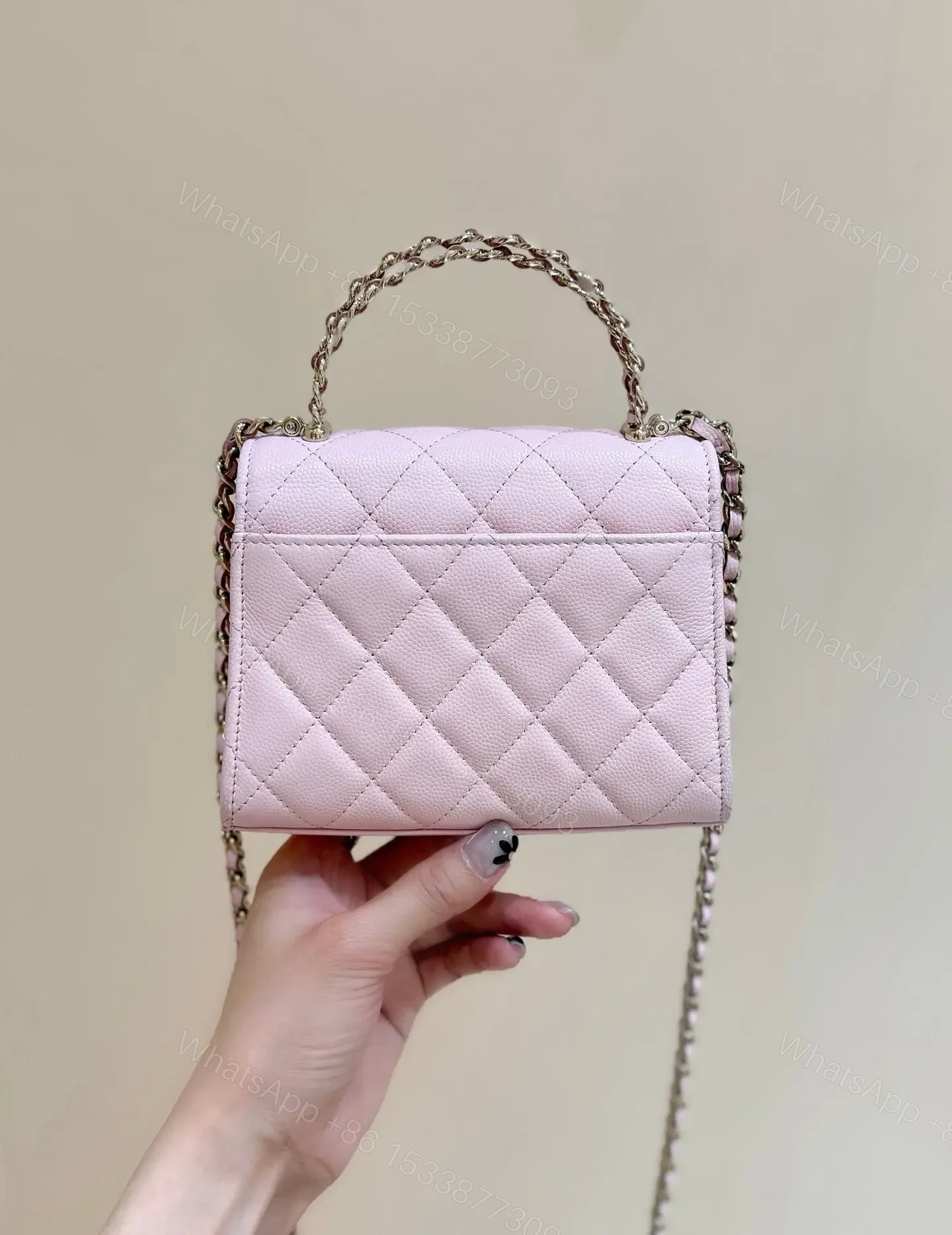View 2 of CHANEL 25S Double C Logo Diamond Shiny Calfskin
