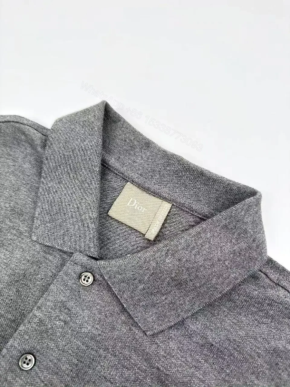 View 7 of Grey Gradient Polo Tee with Subtle Embroidery Polo Shirt, Luxe Everyday