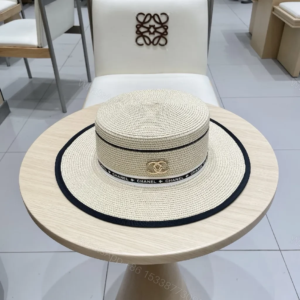 Chic Straw Boater Hat with Luxe Band – Everyday Luxury — view 1