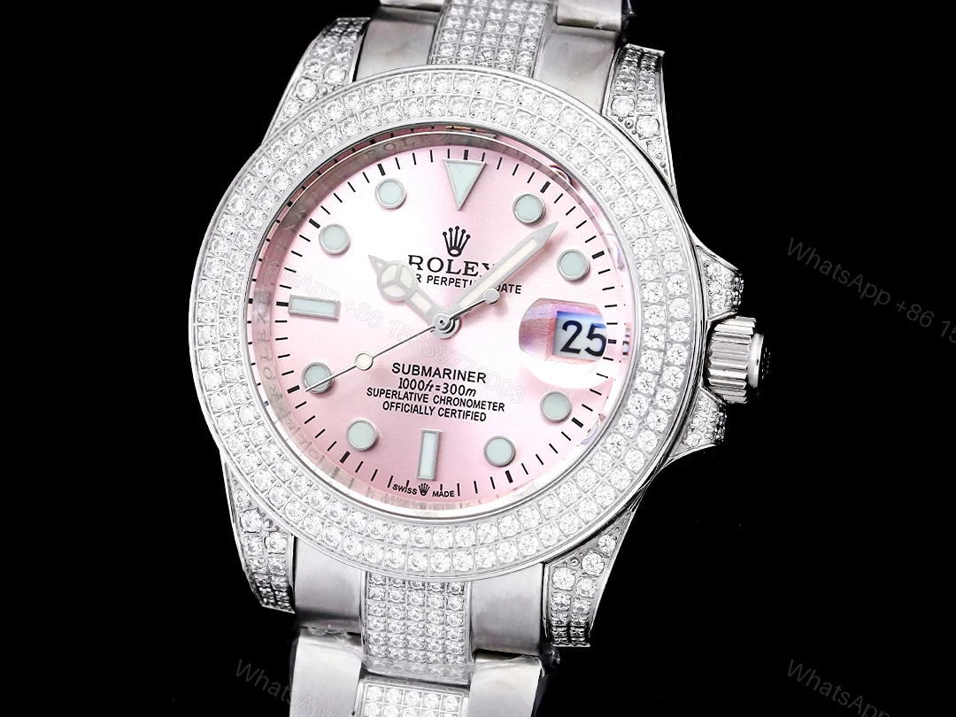 View 2 of Rolex Full Iced Diamond Dial Three-Link Bracelet Luxury Watch 42mm Ultimate Edition RG-ROLEX-FULL-ICED-DIAMOND-42