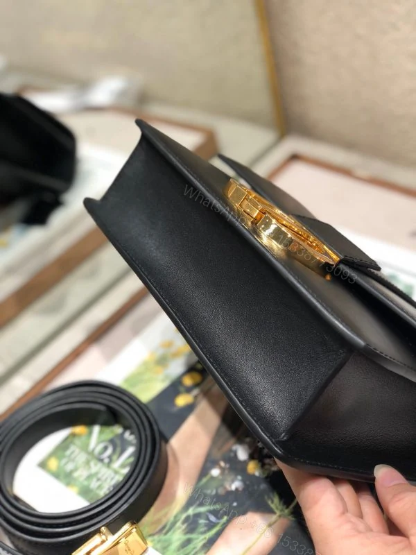 View 8 of Dior 30 Montaigne Super High-Quality Women’s Handbag Black with Gold Lock 24x17x8cm