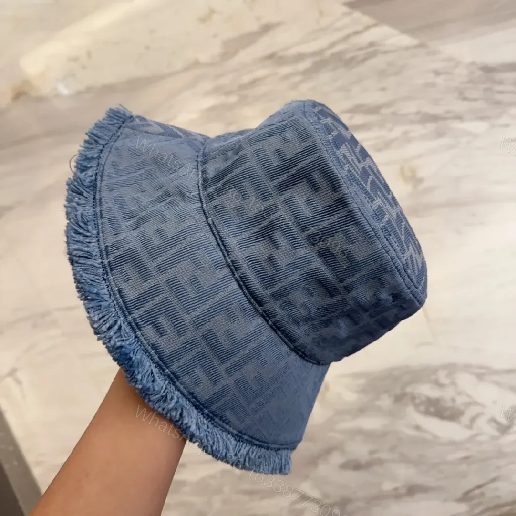 View 8 of Denim Monogram Fringe Bucket Hat – Luxe, Everyday Shade