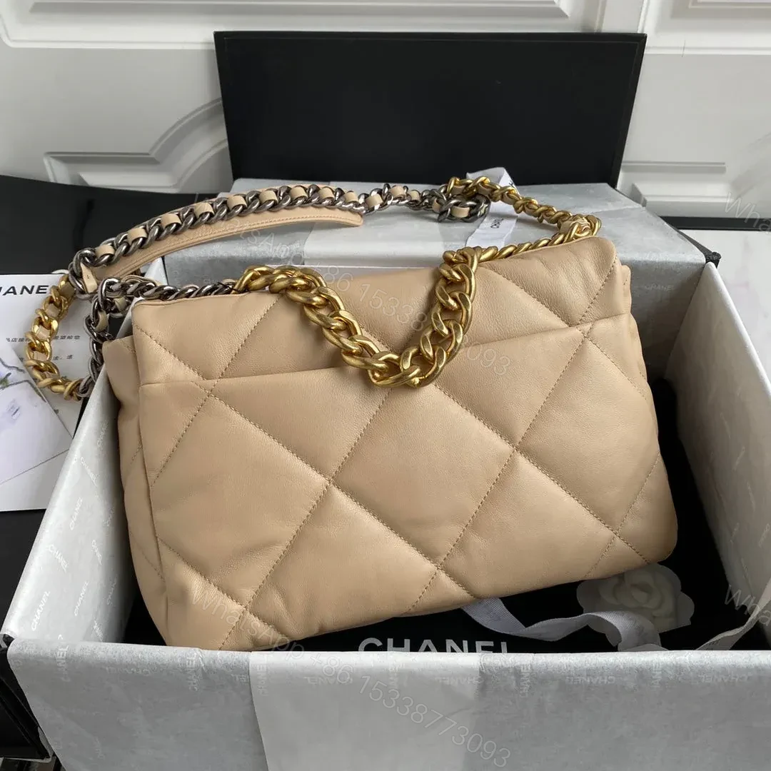 View 4 of CHANEL LARGE 30 FLAP BAG IN BEIGE CREAM LAMBSKIN