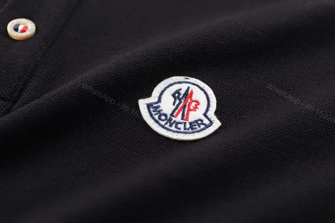 View 11 of Classic Black Polo with Subtle Crest, Premium Cotton-Blend, Menswear