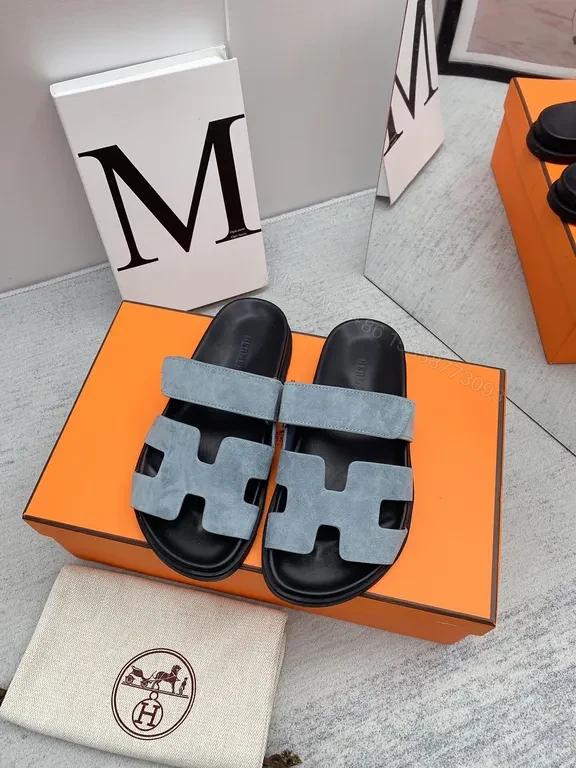View 4 of Grey Suede Hermes-Inspired Sandals â€“ All-Day Comfort