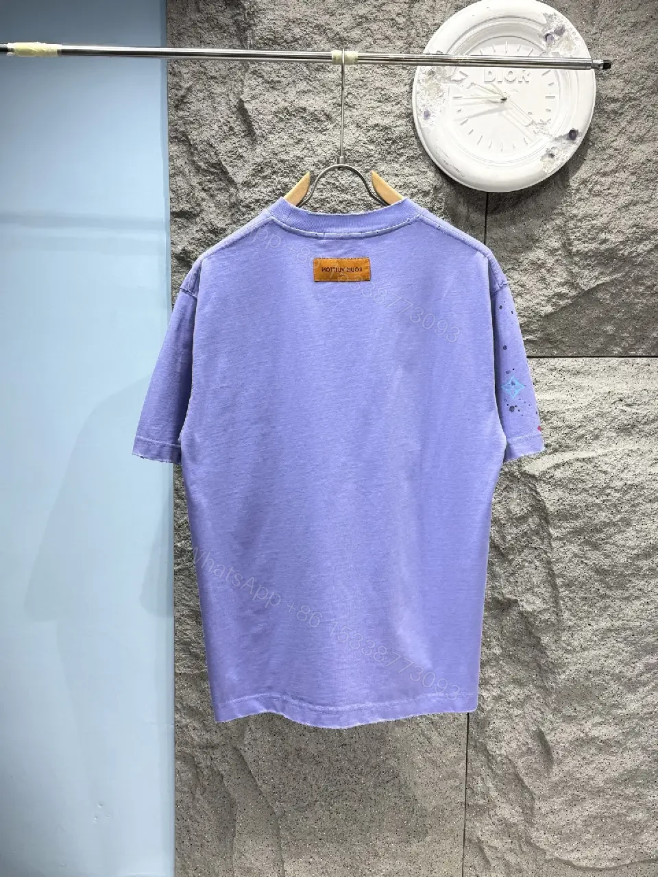 View 2 of Lavender Oversized Tee: Rainbow LV Graphic Print Front