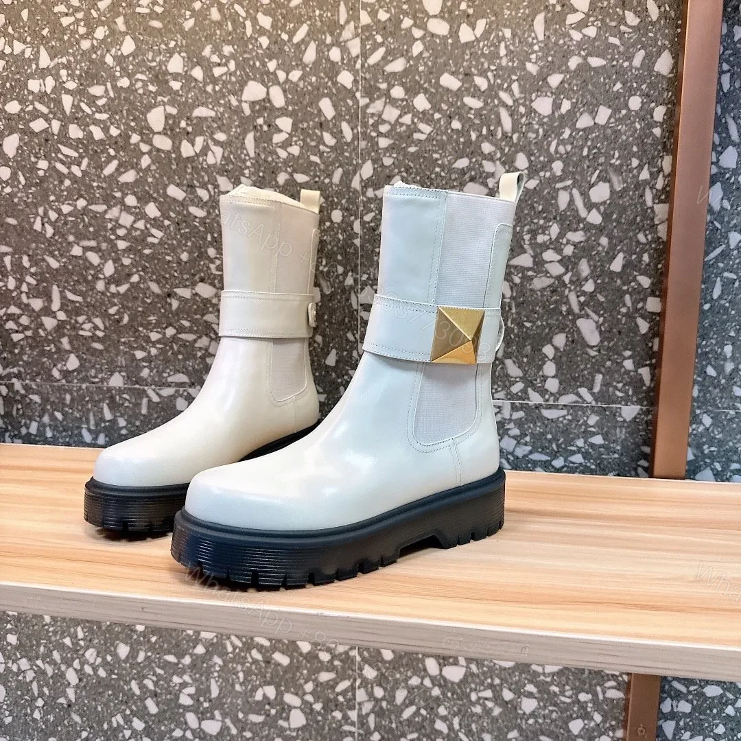 View 3 of Valentino Women White Leather Strap Boots