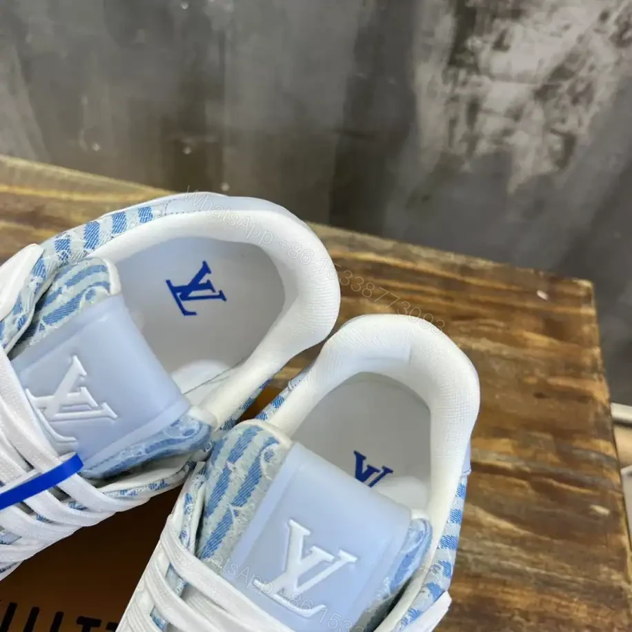 View 9 of LOUIS VUITTON TRAINER SNEAKERS BLUE MONOGRAM TEXTILE – LSVT346