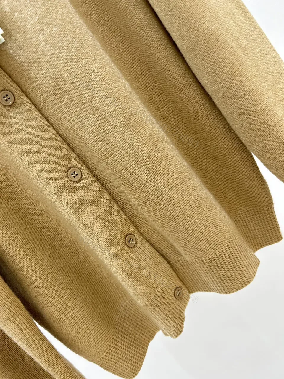 View 11 of Warm Camel Merino Knit Cardigan with Luxe Interior Check