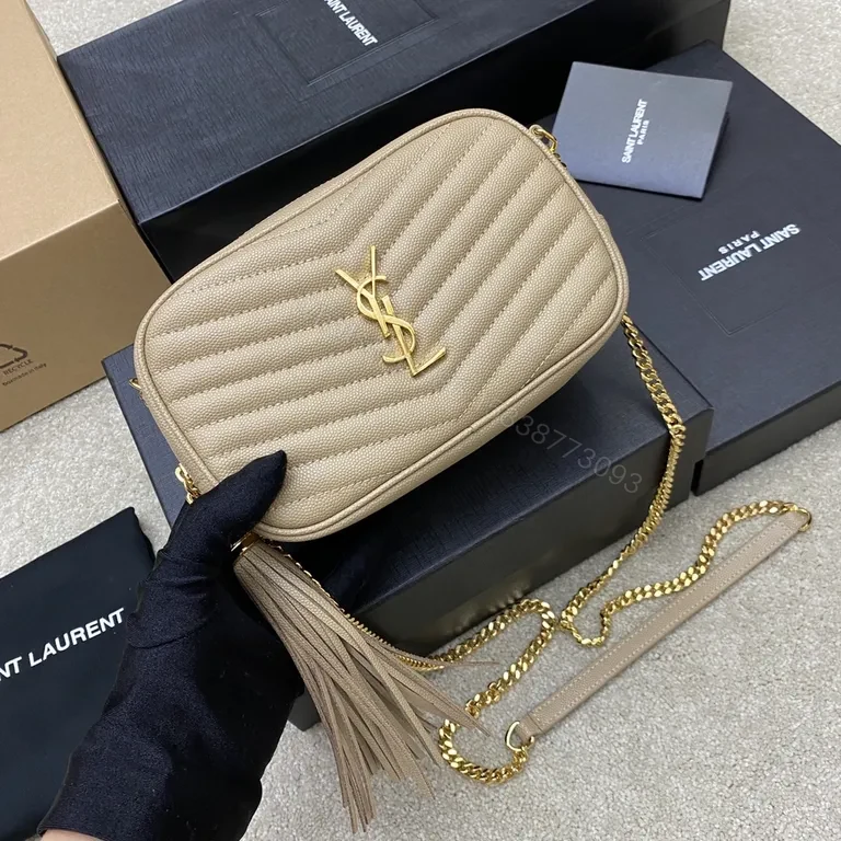 View 2 of Beige Quilted Crossbody â€“ YSL Monogram Luxury Bag