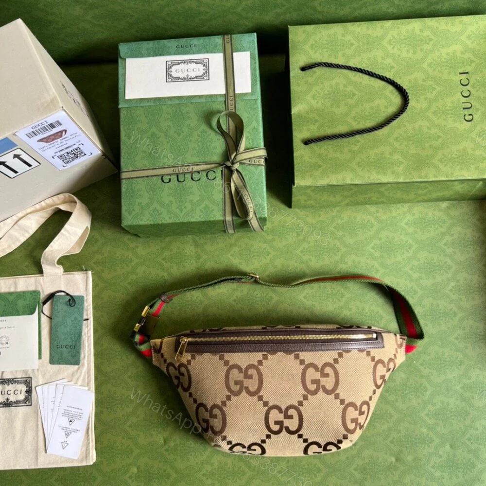 View 11 of Gucci Jumbo GG Belt Bag Camel And Ebony Jumbo GG Canvas 39cm GG 696031 UKMDG 2570