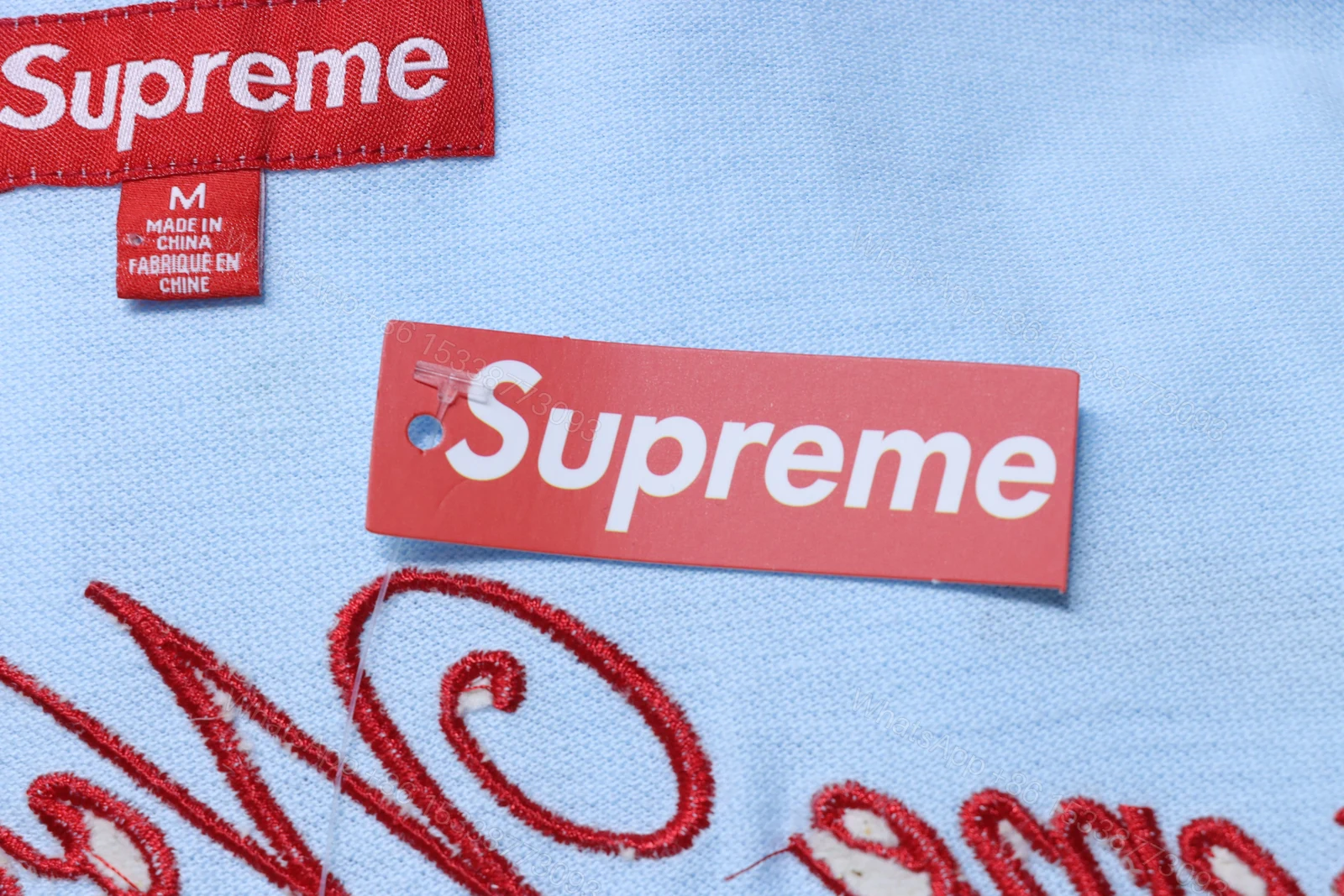 View 6 of Supreme 25SS No.7 Script Embroidered Short-Sleeve Polo Shirt Blue