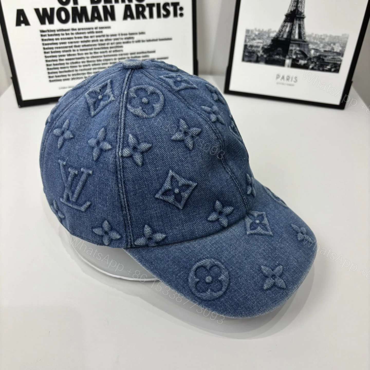 View 2 of LOUIS VUITTON MONOGRAM DENIM BASEBALL CAP IN BLUE