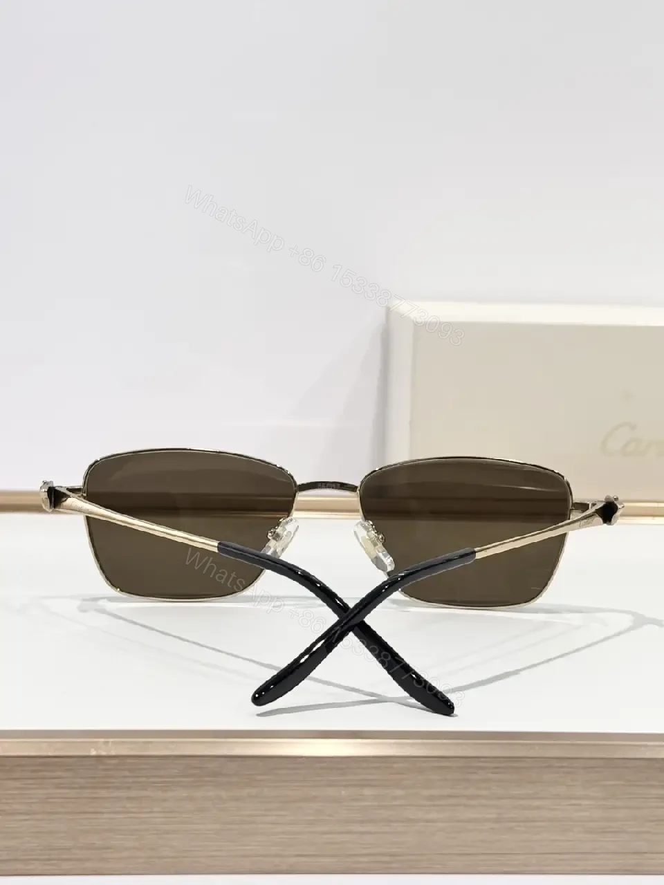 View 8 of Lux Titanium-Frame Sunglasses with Cartier Detailing