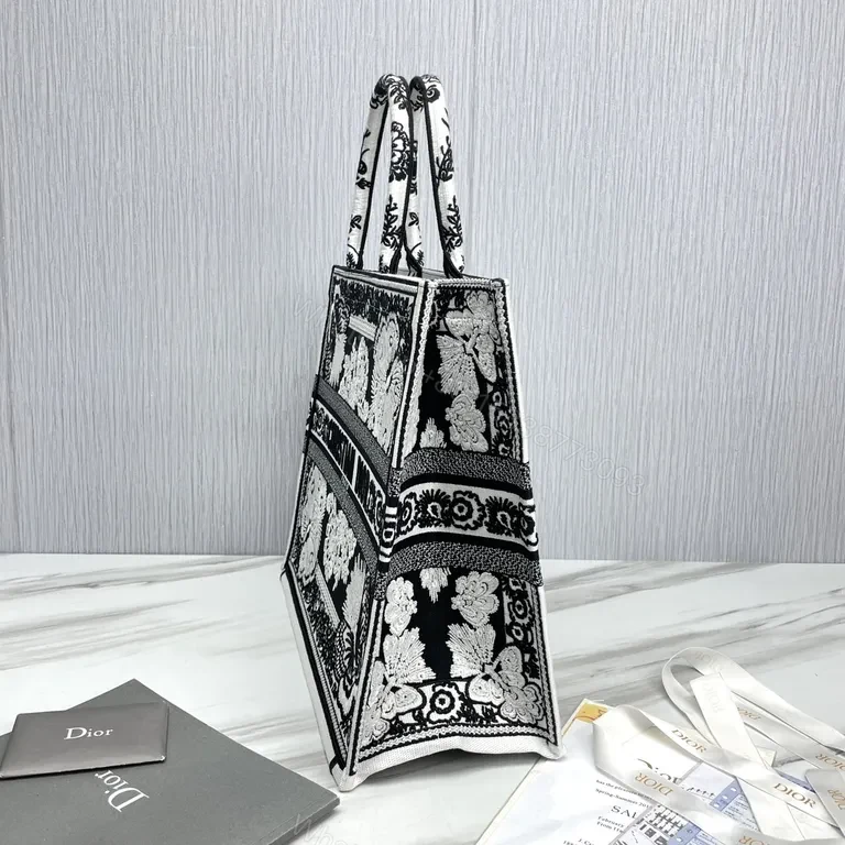 View 3 of Monochrome Dior Floral Tote - Jacquard, Logo Band, Luxe Versatility