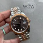 View 2 of KING Factory 1:1 Rolex DateJust 41 126331 RG Fluted Bezel Best Edition 904L Steel Brown Stick Dial VR3235