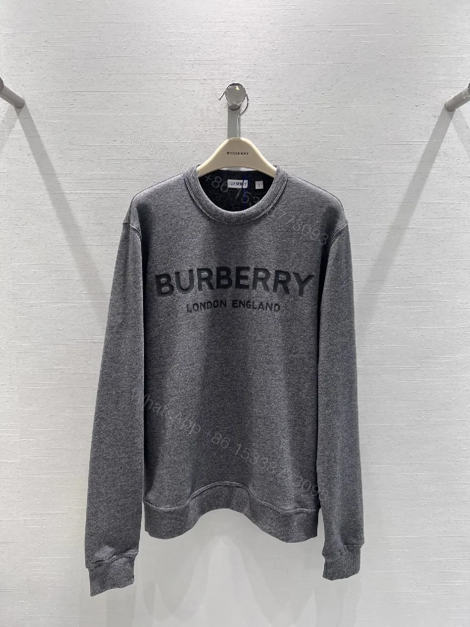 Grey Cotton Fleece Crewneck Sweatshirt, Subtle Luxury, Everyday Comfort — view 1