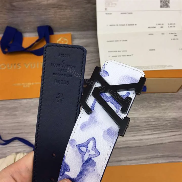 View 4 of LOUIS VUITTON SHAPE 40MM REVERSIBLE BELT WATERCOLOR BLUE – B80