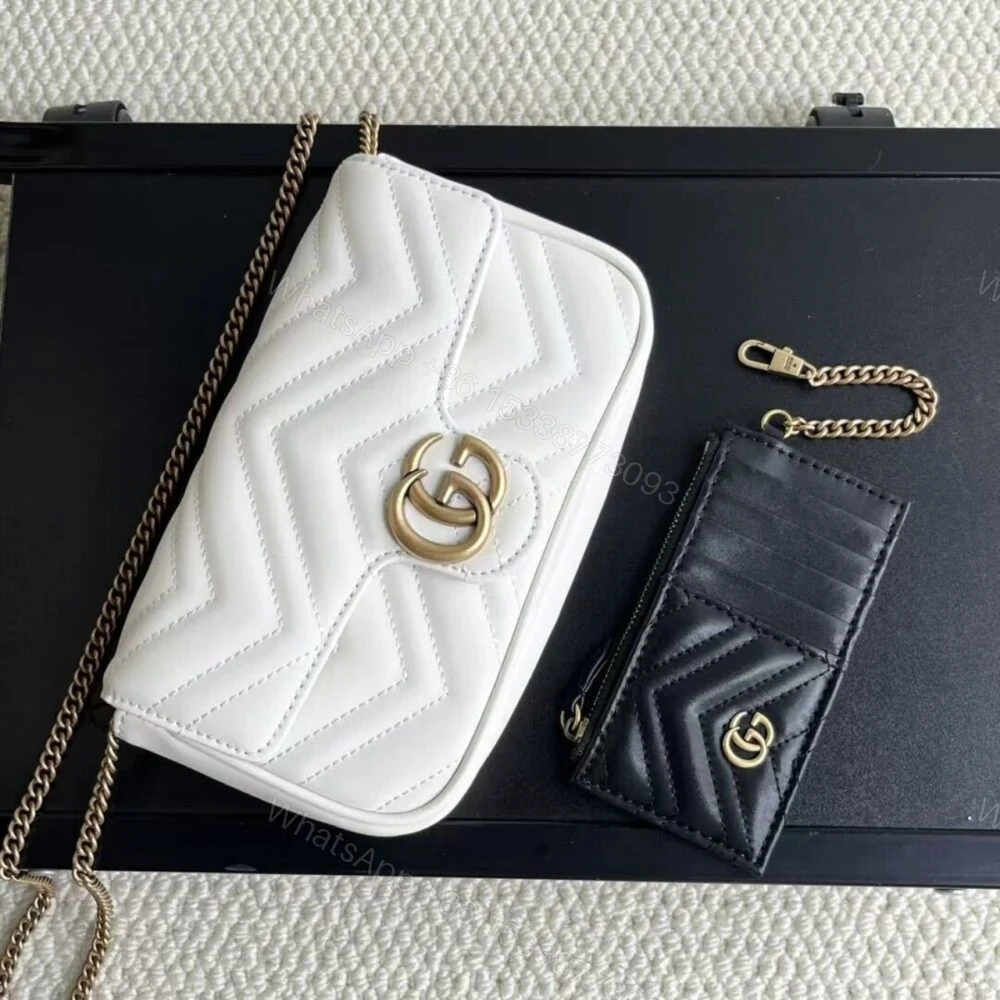 View 2 of Gucci GG Marmont Mini Bag With Cardholder White 21Cm ‎751526 AACCE 9053
