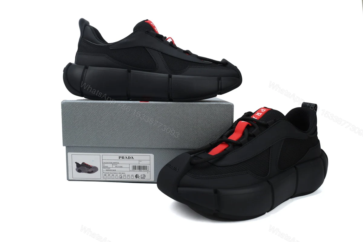 View 2 of Prada Sneakers Black Red
