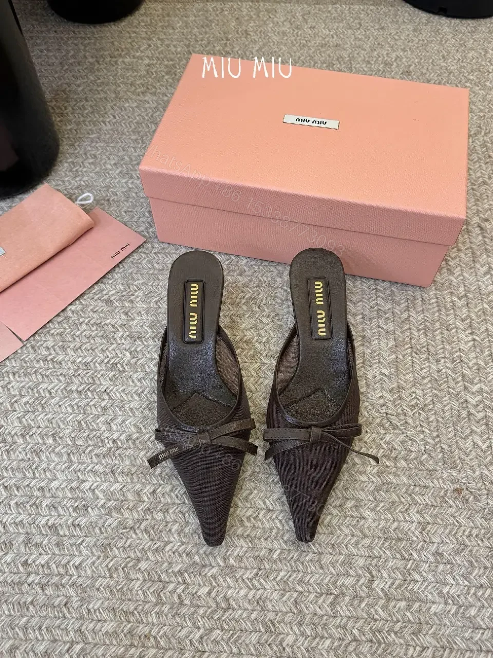 View 2 of Sleek Textured Slip-On Mule: Everyday Luxury, Pointed Bow
