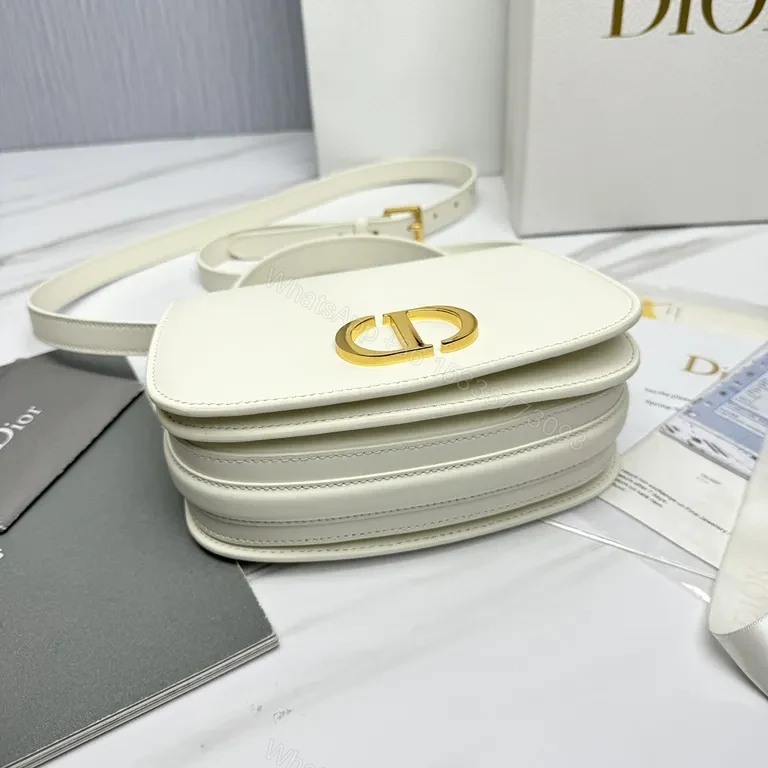 View 3 of Chic Box Bag: Dior-Inspired Leather Gold Hardware Bag