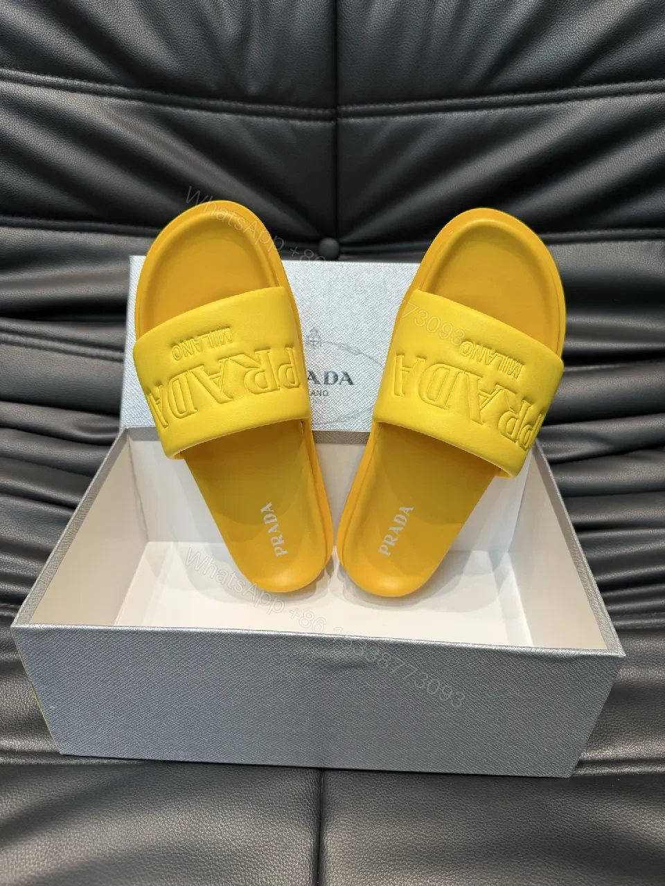 View 2 of Vivid Yellow Slide Sandals – Minimalist Luxury Comfort