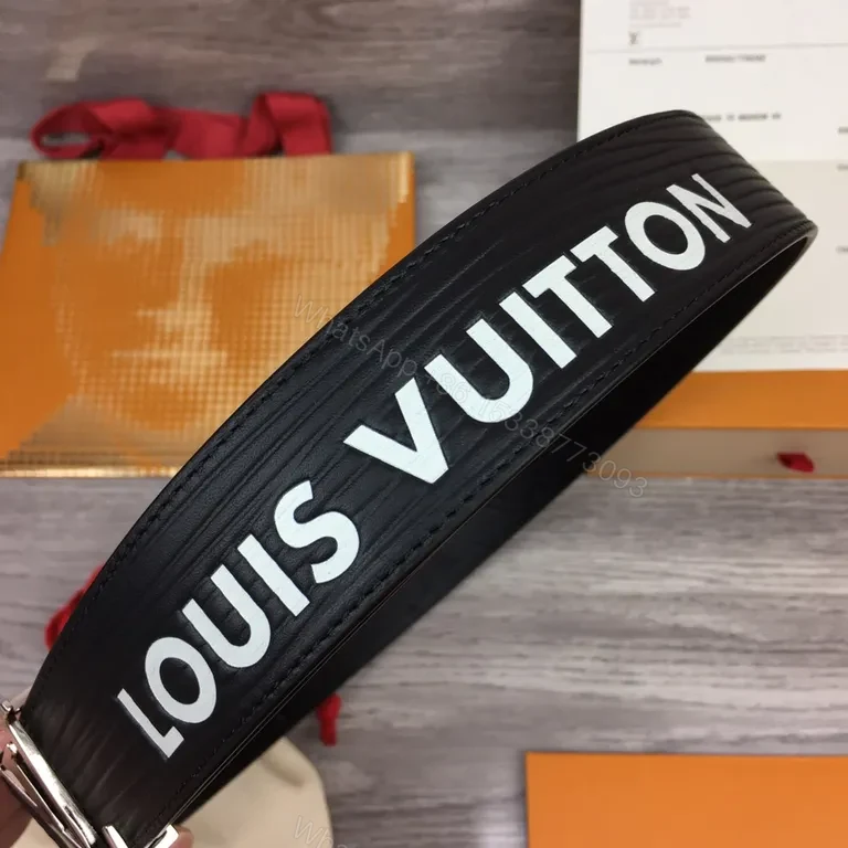 View 7 of Refined Black Calfskin Belt with LV Buckle â€“ Premium Style Finally
