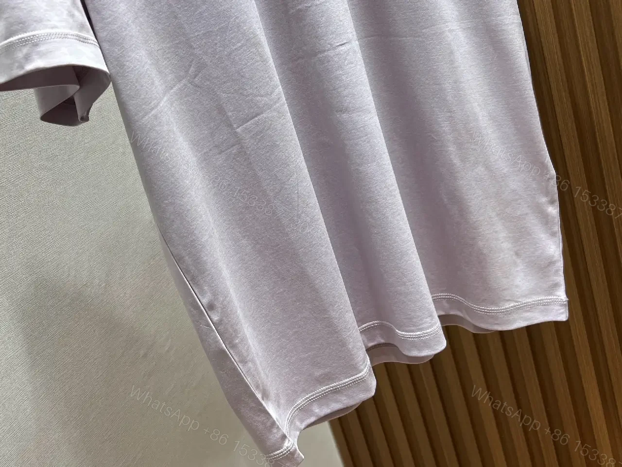 View 11 of Light Lavender-Gray Ribbed Crew-Neck Tee with Dior Logo (Relaxed)