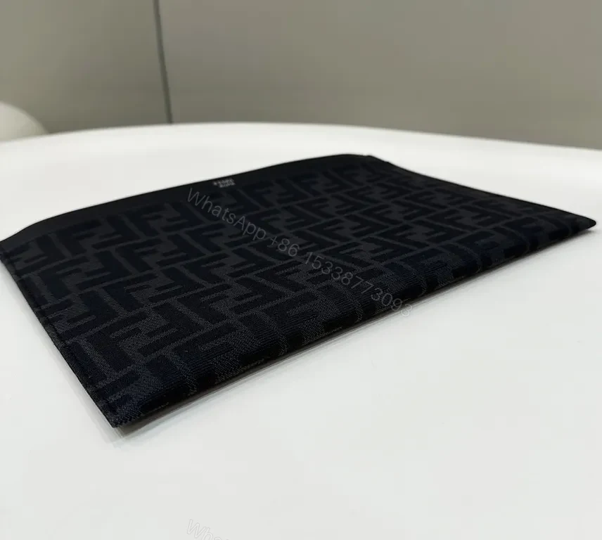 View 9 of Monochrome Fendi-Texture Clutch: Sleek, All-Day Style