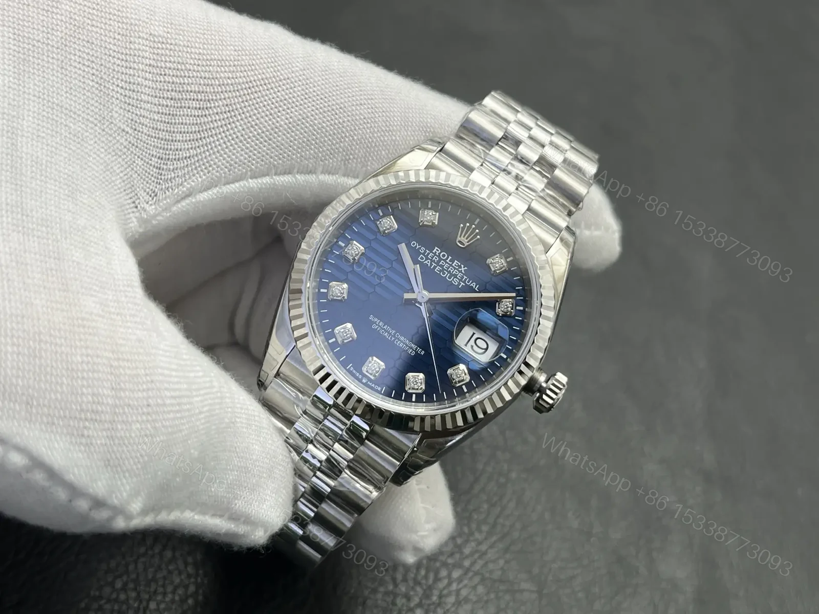 View 3 of Rolex Datejust 36 Stainless Steel Fluted Jubilee Black Dial 116234-0079