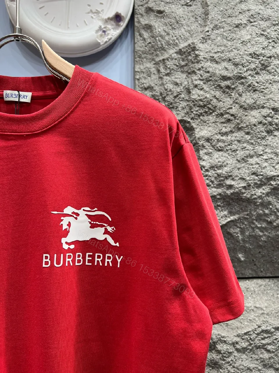 View 4 of Red Cotton Tee — Minimal Logo, Bold Luxury, Everyday Wear