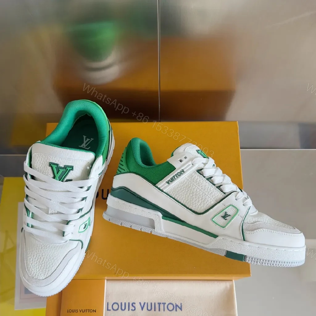 Green Leather High-Top Sneakers with Luxury Styling — view 1