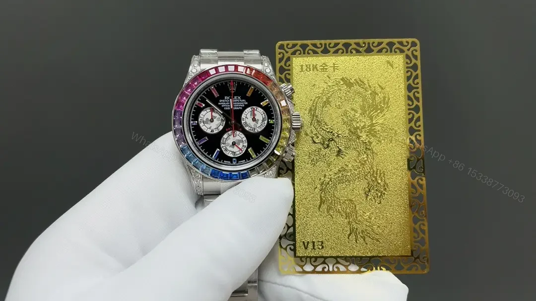 View 7 of Rolex Daytona Rainbow White Gold replica 40MM Oyster Bracelet Edition RG-DAYTONA-RAINBOW-WG-OYSTER-40