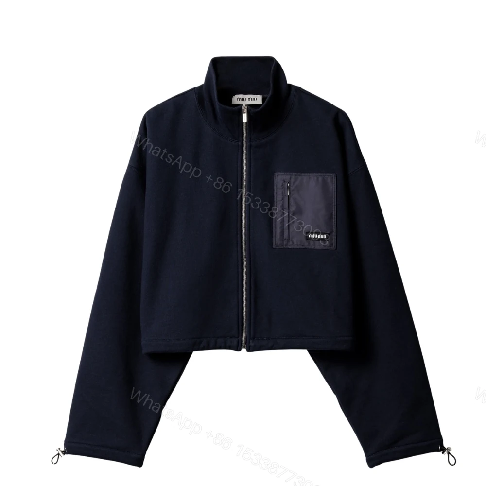 Miumiu Zippered Fleece Jacket Navy — view 1