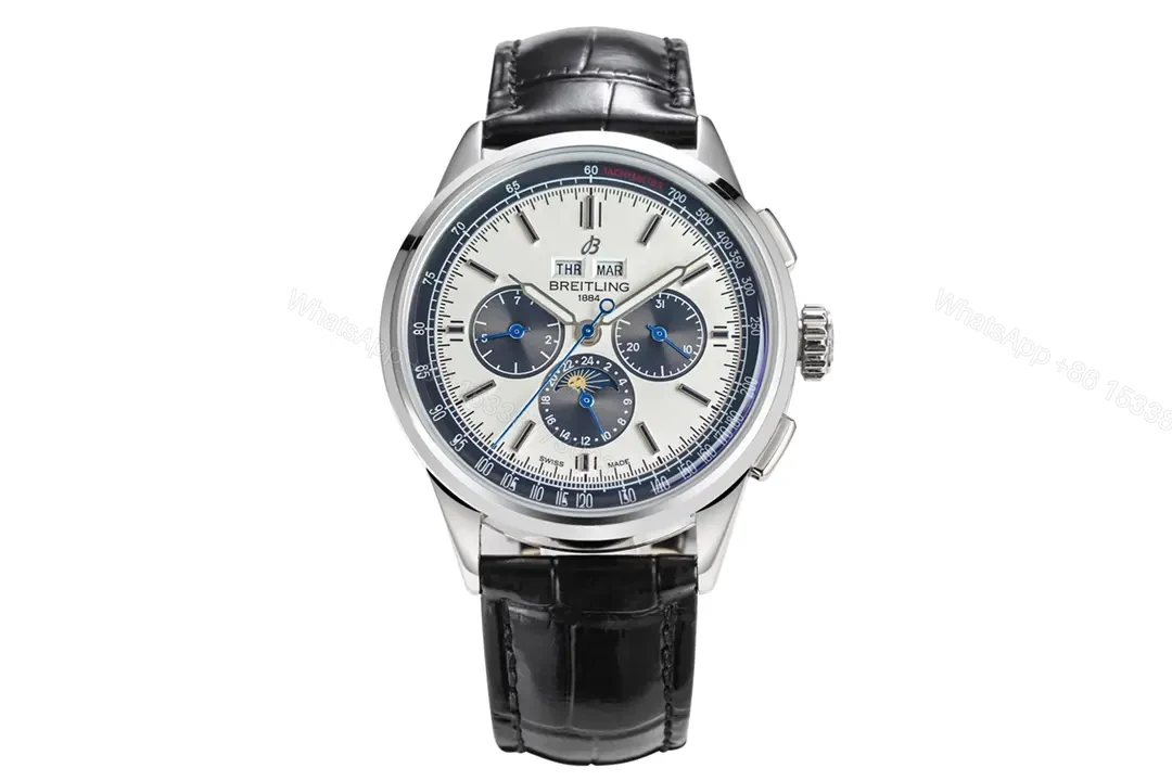 ZF Factory Breguet Classique Complications Blue Dial 42mm Stainless Steel Watch with Black Leather Strap — view 1